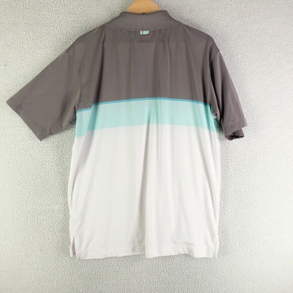 Footjoy Polo Mens Large Gray Blue White Striped ProDry Golf Performance - Picture 3 of 8